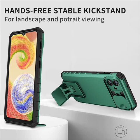 For Samsung Galaxy A06 4G / 5G Case Camera Slider PC + TPU Phone Cover with Kickstand