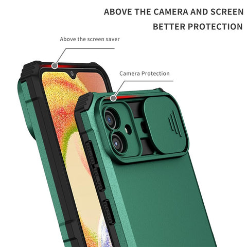 For Samsung Galaxy A06 4G / 5G Case Camera Slider PC + TPU Phone Cover with Kickstand
