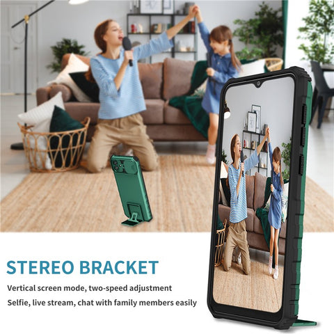 For Samsung Galaxy A06 4G / 5G Case Camera Slider PC + TPU Phone Cover with Kickstand