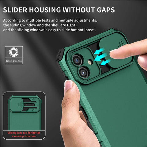 For Samsung Galaxy A06 4G / 5G Case Camera Slider PC + TPU Phone Cover with Kickstand