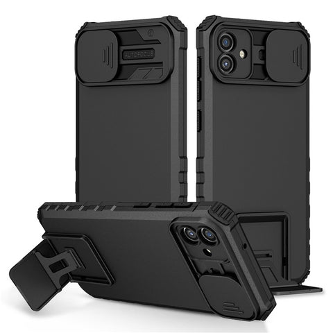 For Samsung Galaxy A06 4G / 5G Case Camera Slider PC + TPU Phone Cover with Kickstand