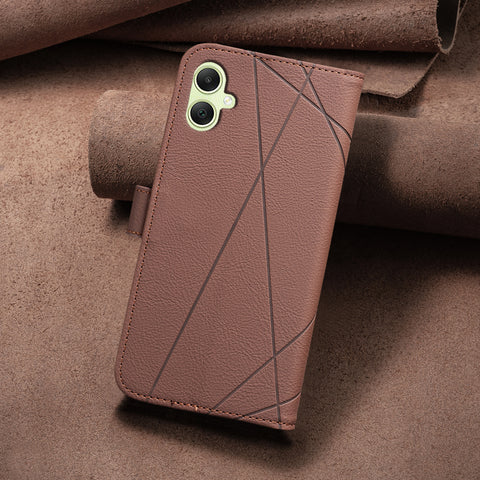 BINFEN COLOR For Samsung Galaxy A06 5G / Galaxy A06 4G Case  BF35 Geometry Imprinted Leather Phone Cover RFID Blocking Wallet Stand