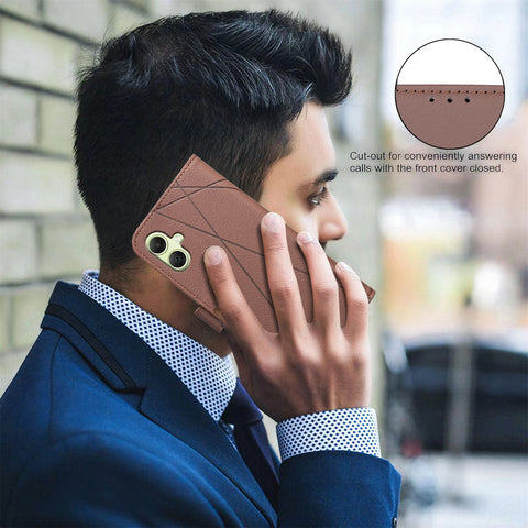 BINFEN COLOR For Samsung Galaxy A06 5G / Galaxy A06 4G Case  BF35 Geometry Imprinted Leather Phone Cover RFID Blocking Wallet Stand