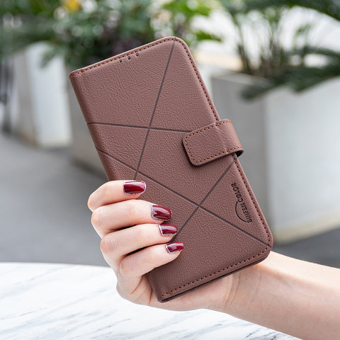 BINFEN COLOR For Samsung Galaxy A06 5G / Galaxy A06 4G Case  BF35 Geometry Imprinted Leather Phone Cover RFID Blocking Wallet Stand