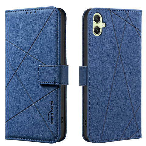 BINFEN COLOR For Samsung Galaxy A06 5G / Galaxy A06 4G Case  BF35 Geometry Imprinted Leather Phone Cover RFID Blocking Wallet Stand