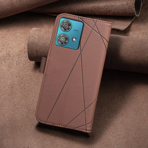 BINFEN COLOR For Motorola Edge 40 Neo 5G Case  BF35 Geometry Imprinted Leather Phone Cover RFID Blocking Wallet Stand