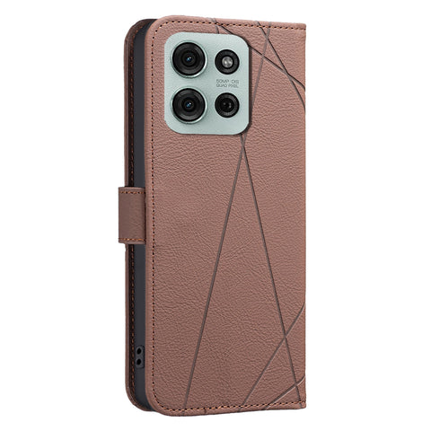 BINFEN COLOR For Motorola Moto G75 5G Case  BF35 Geometry Imprinted Leather Phone Cover RFID Blocking Wallet Stand