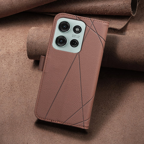 BINFEN COLOR For Motorola Moto G75 5G Case  BF35 Geometry Imprinted Leather Phone Cover RFID Blocking Wallet Stand