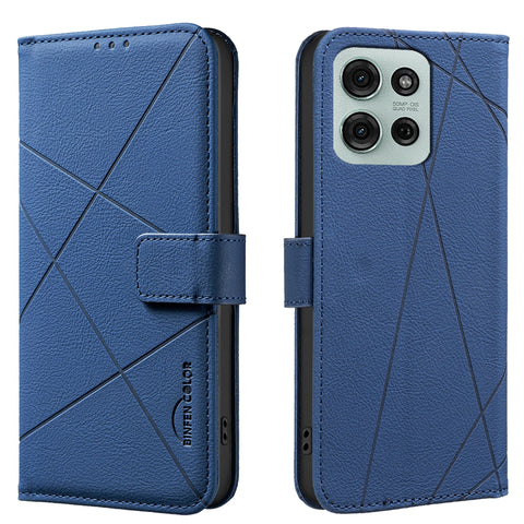 BINFEN COLOR For Motorola Moto G75 5G Case  BF35 Geometry Imprinted Leather Phone Cover RFID Blocking Wallet Stand