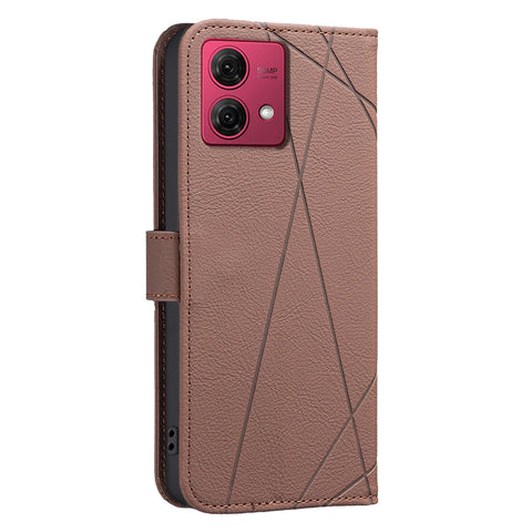BINFEN COLOR For Motorola Moto G84 5G Case  BF35 Geometry Imprinted Leather Phone Cover RFID Blocking Wallet Stand
