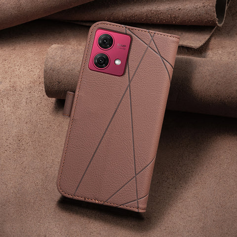 BINFEN COLOR For Motorola Moto G84 5G Case  BF35 Geometry Imprinted Leather Phone Cover RFID Blocking Wallet Stand