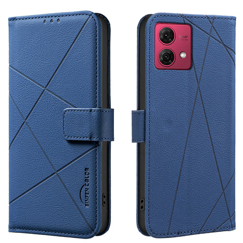 BINFEN COLOR For Motorola Moto G84 5G Case  BF35 Geometry Imprinted Leather Phone Cover RFID Blocking Wallet Stand