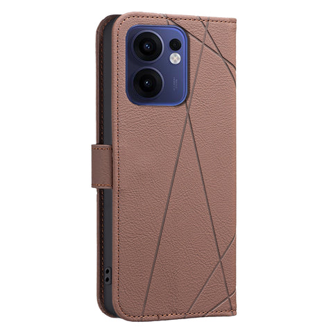 BINFEN COLOR For Oppo Reno13 F 5G (Reno 13 FS 5G) / 4G Case  BF35 Geometry Imprinted Leather Phone Cover RFID Blocking Wallet Stand