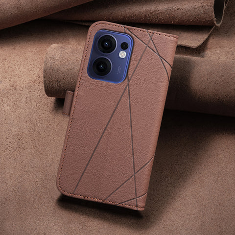BINFEN COLOR For Oppo Reno13 F 5G (Reno 13 FS 5G) / 4G Case  BF35 Geometry Imprinted Leather Phone Cover RFID Blocking Wallet Stand