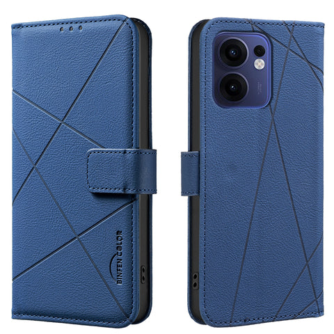 BINFEN COLOR For Oppo Reno13 F 5G (Reno 13 FS 5G) / 4G Case  BF35 Geometry Imprinted Leather Phone Cover RFID Blocking Wallet Stand