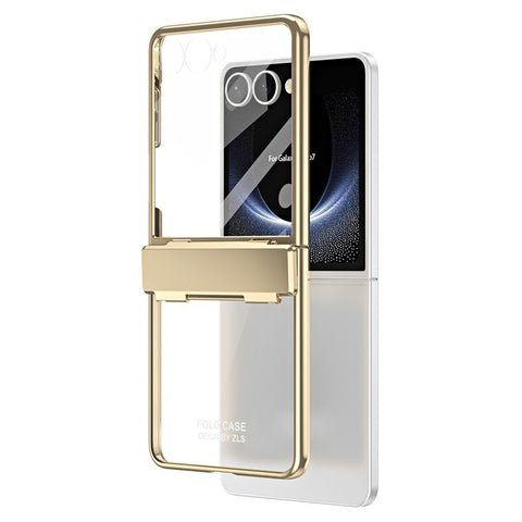 For Samsung Galaxy Z Flip7 5G Case Electroplating PC Folding Phone Cover with Screen Protector