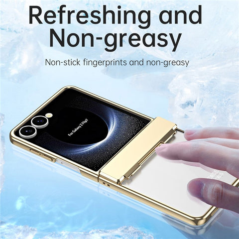 For Samsung Galaxy Z Flip7 5G Case Electroplating PC Folding Phone Cover with Screen Protector