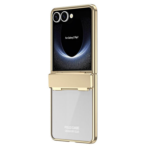 For Samsung Galaxy Z Flip7 5G Case Electroplating PC Folding Phone Cover with Screen Protector