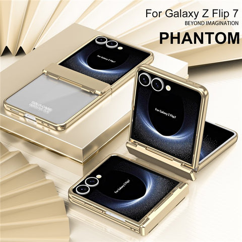 For Samsung Galaxy Z Flip7 5G Case Electroplating PC Folding Phone Cover with Screen Protector