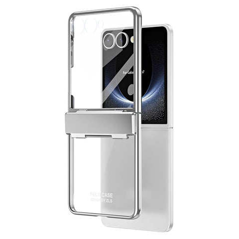 For Samsung Galaxy Z Flip7 5G Case Electroplating PC Folding Phone Cover with Screen Protector