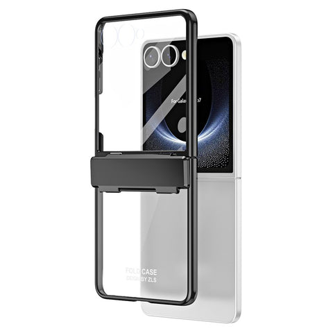 For Samsung Galaxy Z Flip7 5G Case Electroplating PC Folding Phone Cover with Screen Protector
