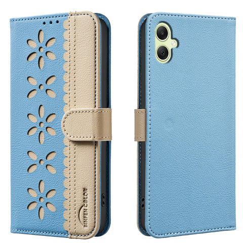 BINFEN COLOR For Samsung Galaxy A06 5G / Galaxy A06 4G Leather Case  BF36 Floral Pattern Phone Cover RFID Blocking Wallet Stand