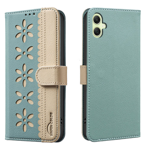 BINFEN COLOR For Samsung Galaxy A06 5G / Galaxy A06 4G Leather Case  BF36 Floral Pattern Phone Cover RFID Blocking Wallet Stand