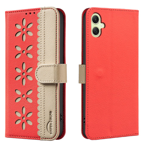 BINFEN COLOR For Samsung Galaxy A06 5G / Galaxy A06 4G Leather Case  BF36 Floral Pattern Phone Cover RFID Blocking Wallet Stand