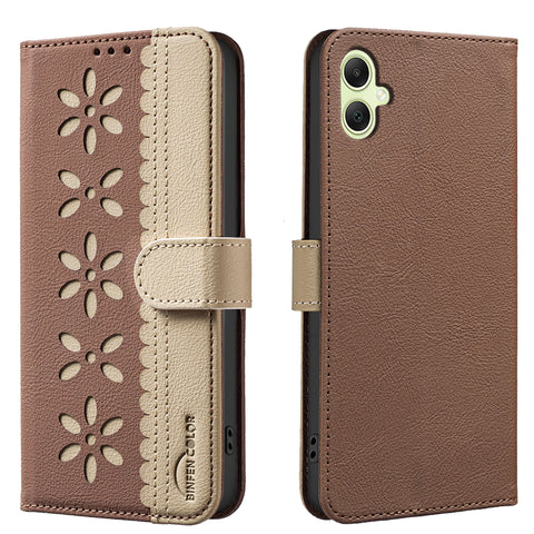 BINFEN COLOR For Samsung Galaxy A06 5G / Galaxy A06 4G Leather Case  BF36 Floral Pattern Phone Cover RFID Blocking Wallet Stand