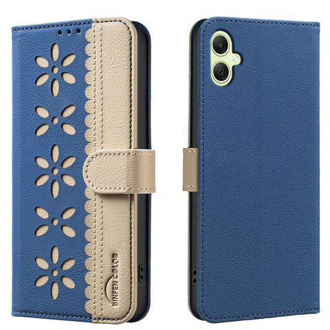 BINFEN COLOR For Samsung Galaxy A06 5G / Galaxy A06 4G Leather Case  BF36 Floral Pattern Phone Cover RFID Blocking Wallet Stand
