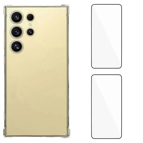 For Samsung Galaxy S23 Ultra TPU Case WANLONFENG WL3 Series 1.5mm Phone Cover with 2Pcs Tempered Glass Films