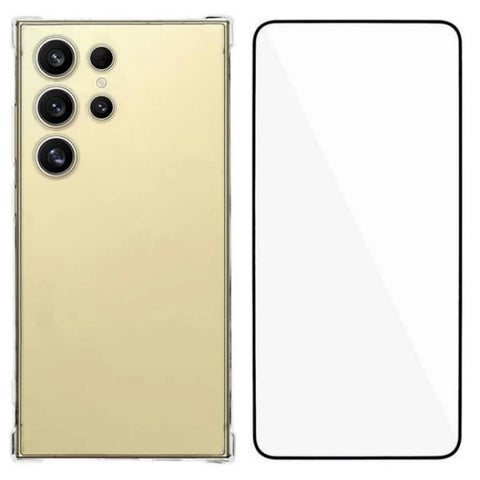 For Samsung Galaxy S23 Ultra TPU Case WANLONFENG WL3 Series 1.5mm Phone Cover with Tempered Glass Film