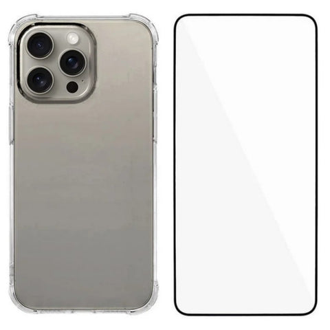 WANLONFENG For iPhone 12 Pro Max 6.7 inch TPU Case  WL3 Series 1.5mm Phone Cover (Big Lens Hole) with Tempered Glass