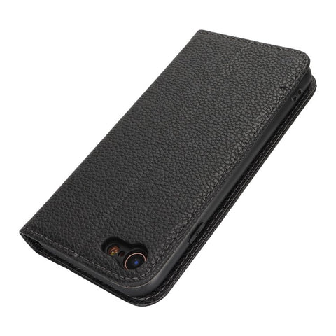 Stand Case for iPhone SE (2022) / (2020) / 8 / 7 Litchi Texture Leather Flip Phone Cover with Strap / Wallet