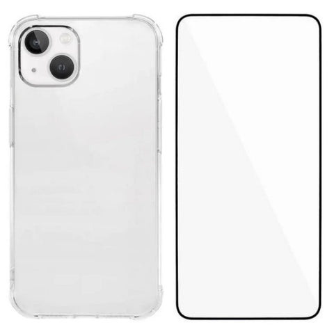 WANLONFENG For iPhone 14 Plus TPU Case  WL3 Series 1.5mm Phone Cover (Big Lens Hole) with Tempered Glass