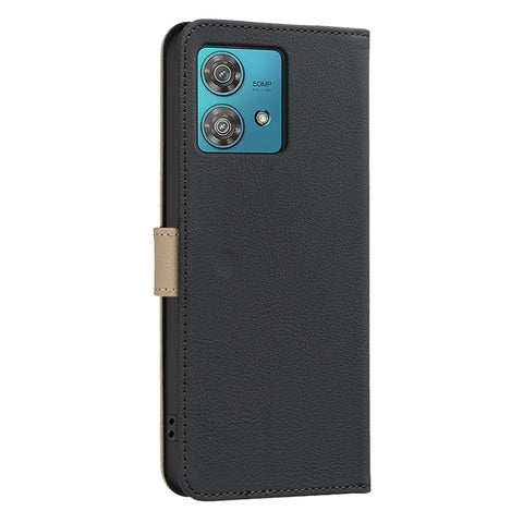 BINFEN COLOR For Motorola Edge 40 Neo 5G Leather Case  BF36 Floral Pattern Phone Cover RFID Blocking Wallet Stand