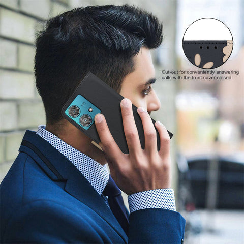 BINFEN COLOR For Motorola Edge 40 Neo 5G Leather Case  BF36 Floral Pattern Phone Cover RFID Blocking Wallet Stand