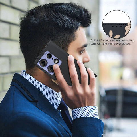 BINFEN COLOR For Motorola Edge 50 Pro 5G Leather Case  BF36 Floral Pattern Phone Cover RFID Blocking Wallet Stand