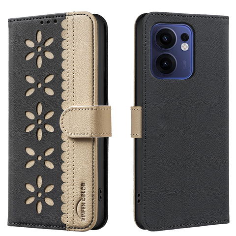 BINFEN COLOR For Oppo Reno13 F 5G (Reno 13 FS 5G) / 4G Leather Case  BF36 Floral Pattern Phone Cover RFID Blocking Wallet Stand