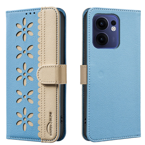 BINFEN COLOR For Oppo Reno13 F 5G (Reno 13 FS 5G) / 4G Leather Case  BF36 Floral Pattern Phone Cover RFID Blocking Wallet Stand