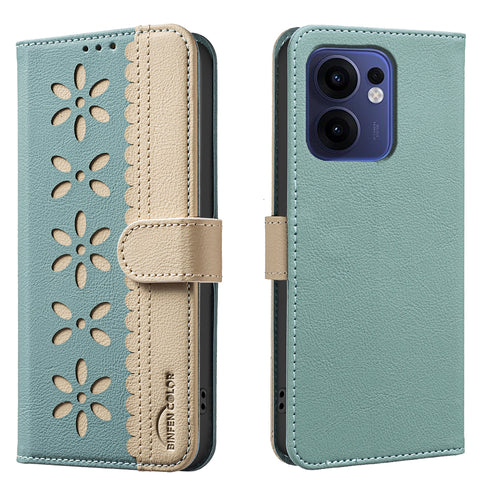 BINFEN COLOR For Oppo Reno13 F 5G (Reno 13 FS 5G) / 4G Leather Case  BF36 Floral Pattern Phone Cover RFID Blocking Wallet Stand