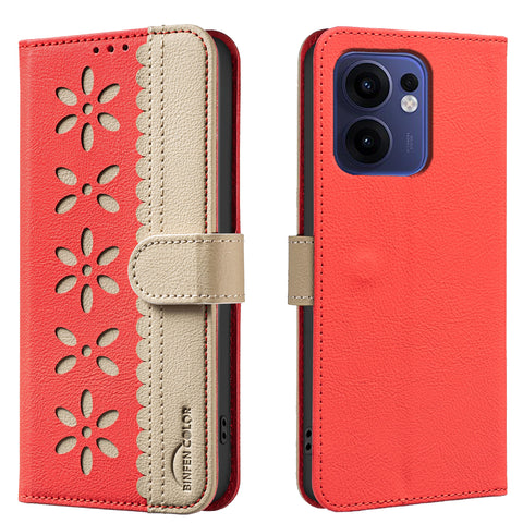 BINFEN COLOR For Oppo Reno13 F 5G (Reno 13 FS 5G) / 4G Leather Case  BF36 Floral Pattern Phone Cover RFID Blocking Wallet Stand