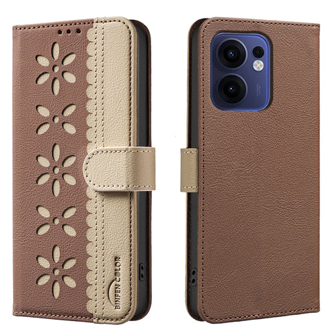 BINFEN COLOR For Oppo Reno13 F 5G (Reno 13 FS 5G) / 4G Leather Case  BF36 Floral Pattern Phone Cover RFID Blocking Wallet Stand