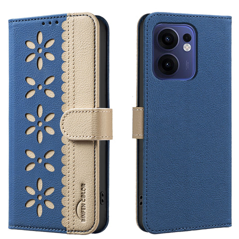 BINFEN COLOR For Oppo Reno13 F 5G (Reno 13 FS 5G) / 4G Leather Case  BF36 Floral Pattern Phone Cover RFID Blocking Wallet Stand