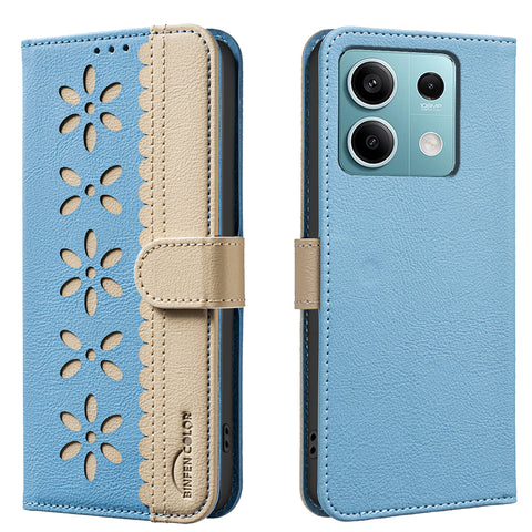 BINFEN COLOR For Xiaomi Redmi Note 13 5G Leather Case  BF36 Floral Pattern Phone Cover RFID Blocking Wallet Stand