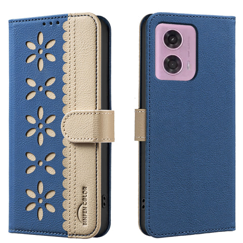 BINFEN COLOR For Motorola Moto G04 4G / Motorola Moto E14 4G / Motorola Moto G24 4G Leather Case  BF36 Floral Pattern Phone Cover RFID Blocking Wallet Stand