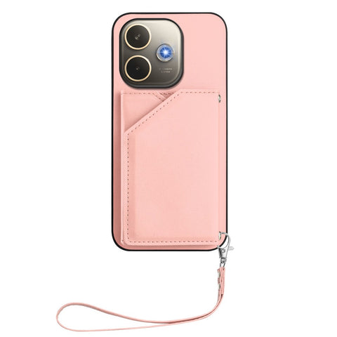 For Oppo A5 Pro 4G (Global) / Oppo A5 Pro 5G (Global) Case Card Holder Kickstand Skin-Touch Phone Cover with Wrist Strap