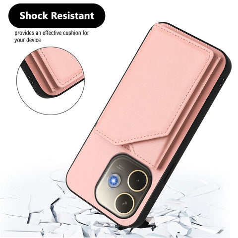For Oppo A5 Pro 4G (Global) / Oppo A5 Pro 5G (Global) Case Card Holder Kickstand Skin-Touch Phone Cover with Wrist Strap