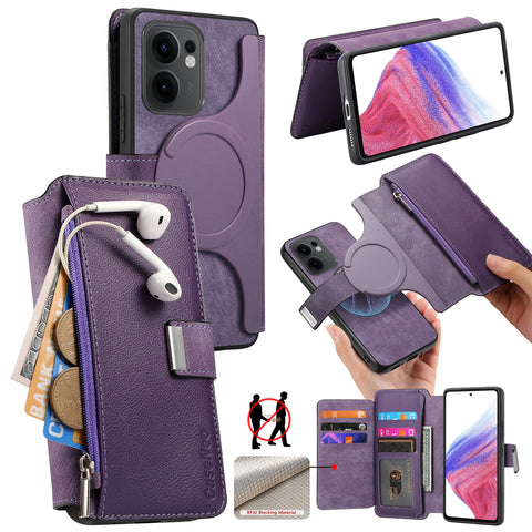 CASENEO For Oppo Reno13 F 5G (Reno 13 FS 5G) / 4G Case  MW-02 Detachable Magnetic Leather Flip Phone Cover