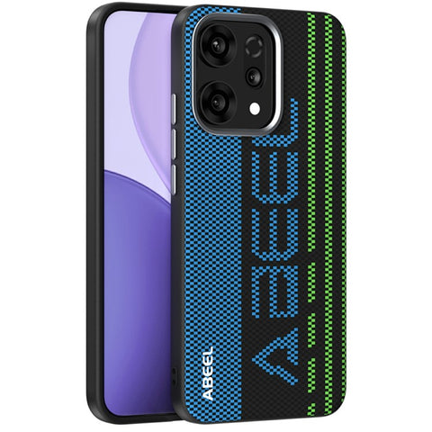 ABEEL For Oppo Reno14 5G (Global) Magnetic Case Micro-Embossing 6D Printed PC TPU Aluminum Alloy Leather Phone Cover
